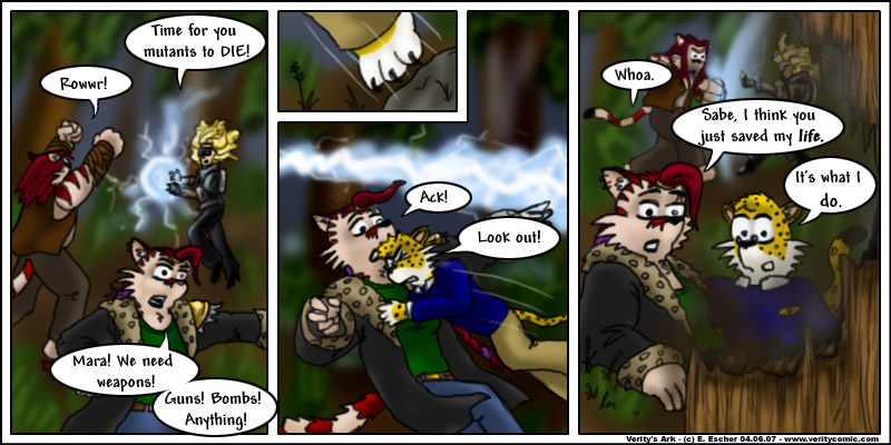 sabe saves escher from lightning