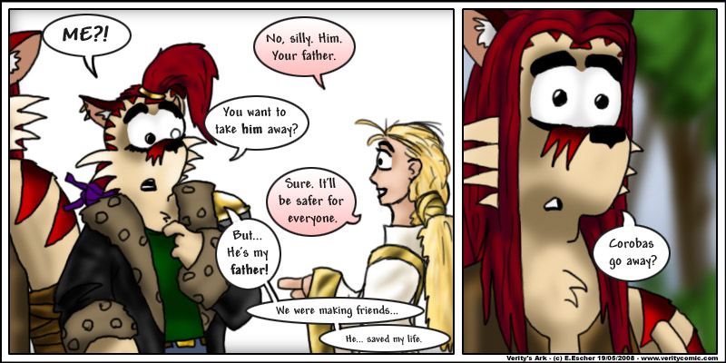 Verity has come to take Corobas away