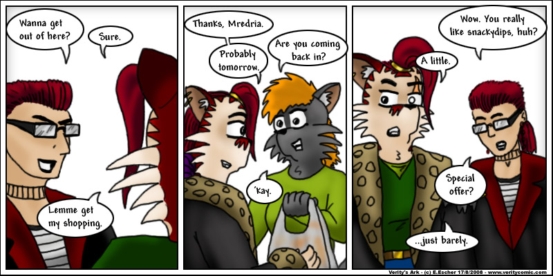 Escher chats to mredria before they leave the coffeeshop