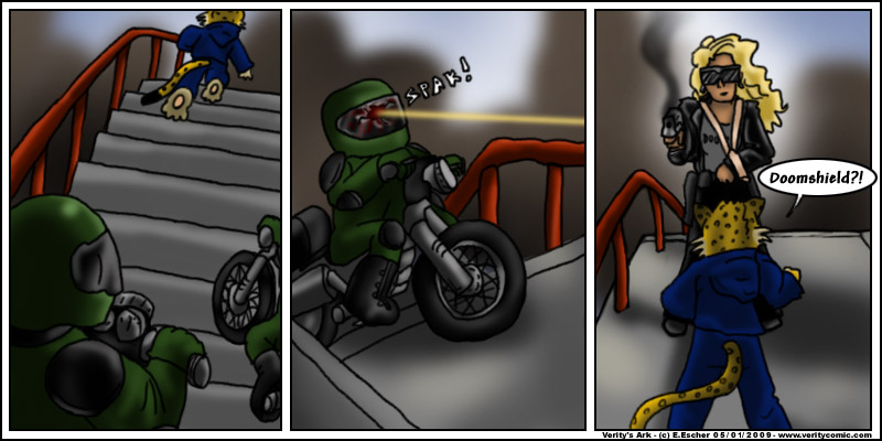 Doomshield shoots a biker in the face