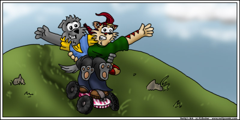 Isegrim and Escher race downhill