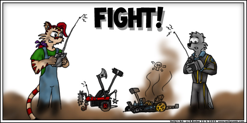 Isegrim and Escher play robot wars with lego robots