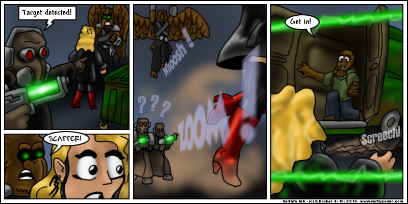 Eustace and Larzuk run from trouble.