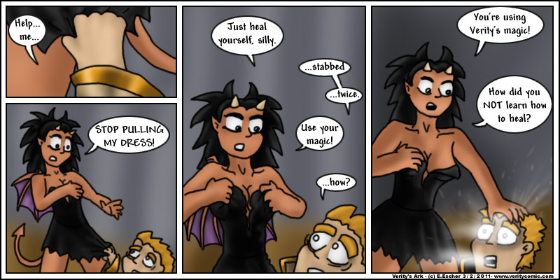 Miki heals the avenger