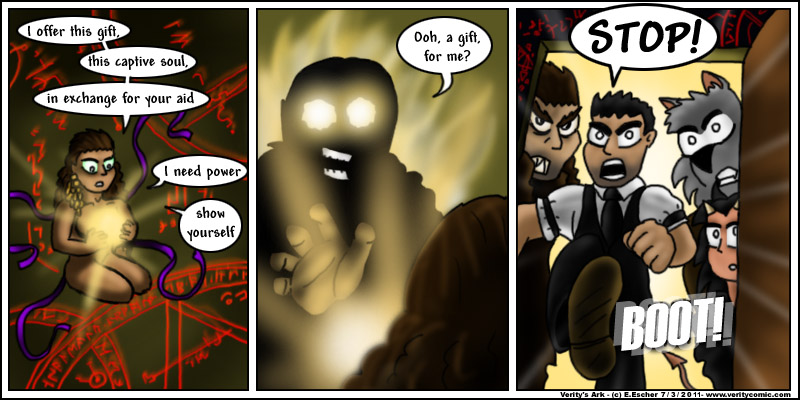 The heroes rush to stop the ritual
