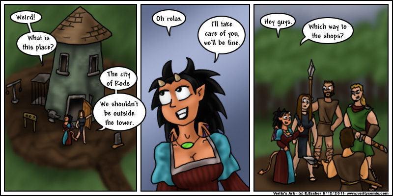 Miki and Nahid venture outside the slave tower