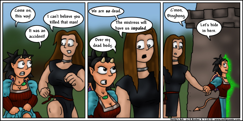 Miki and the slave girl run for their lives