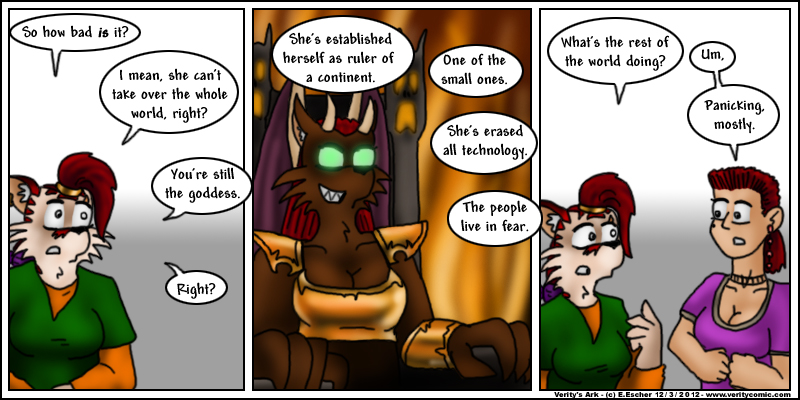 Escher and verity discuss the demons activities