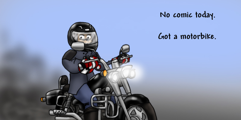 Escher has a motorbike.