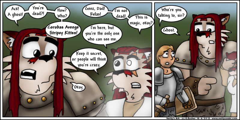 Corobas thinks Escher is a ghost