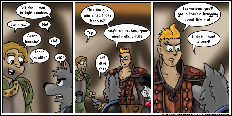 A barbarian tells Ise to keep quiet