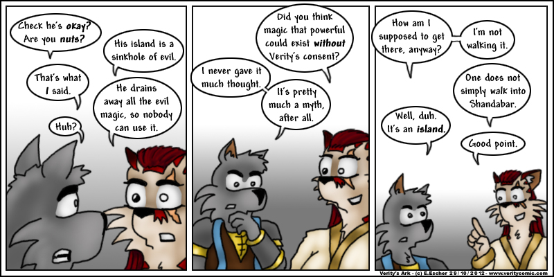 Isegrim doesn't want to walk all the way to Shandabar