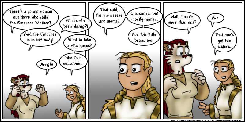 Verity tells Escher that Tahzabejahn has three daughters