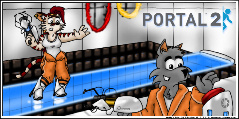 Escher and Isegrim wolf play portal 2