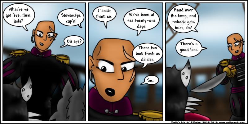 The pirate captain wants the magic lamp