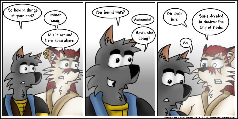 Isegrim wolf makes his report to Escher