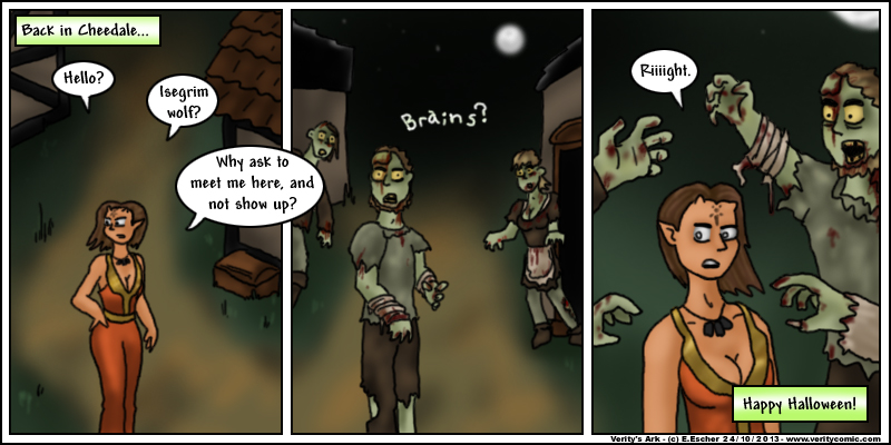 Crissie runs afoul of zombies in Cheedale Village