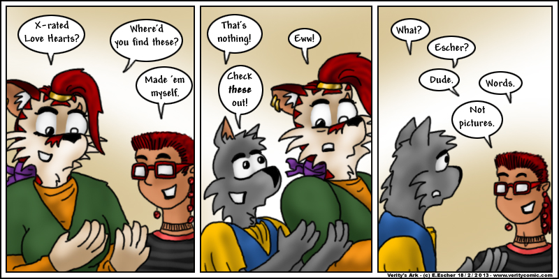 Isegrim and Ruby customise some Love Hearts candy